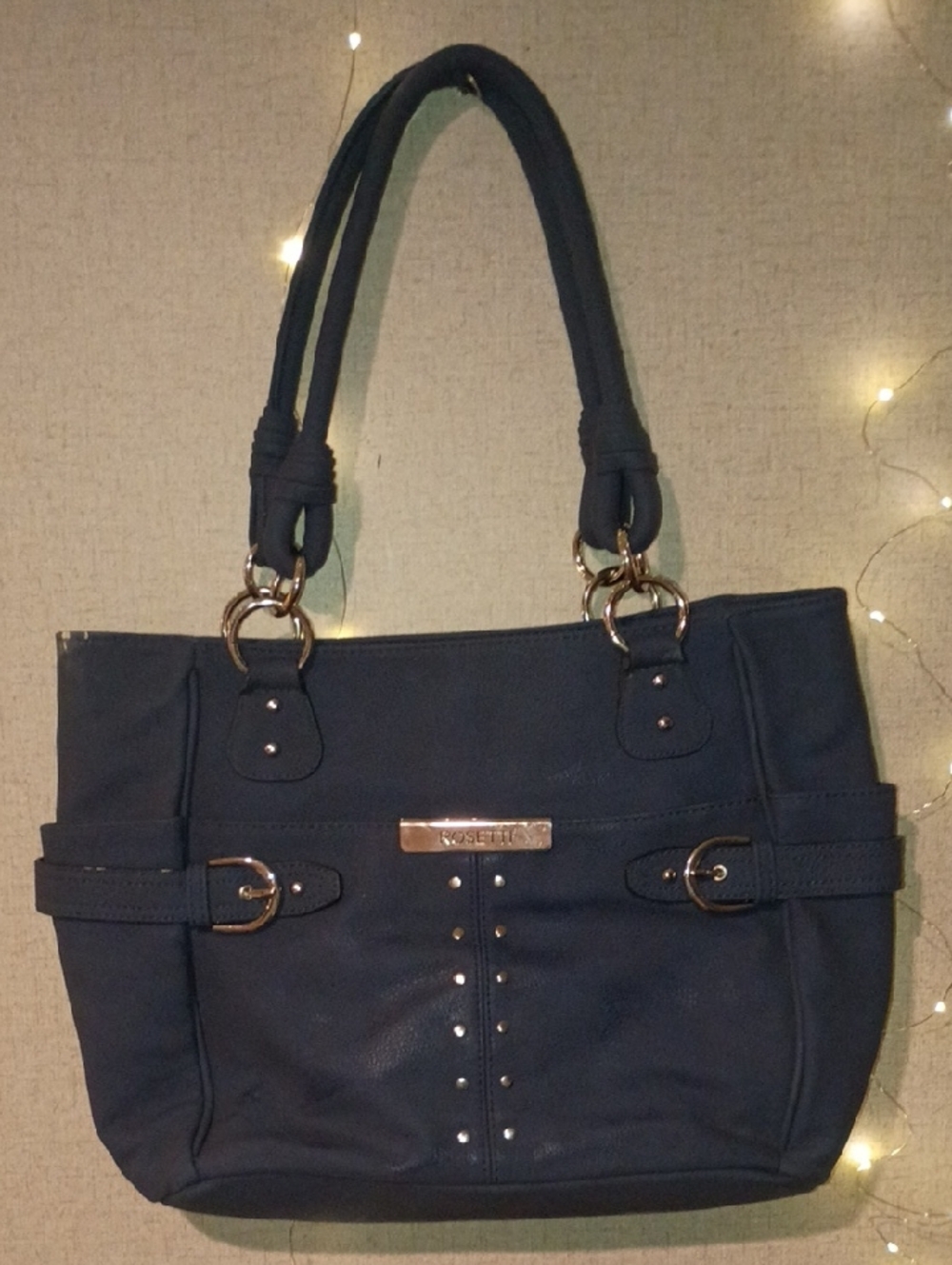 Rosetti Navy Tote with Gold-Tone Hardware